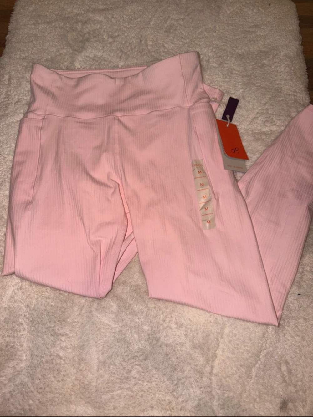 Freely High-Waist Pink Ribbed Women's Leggings